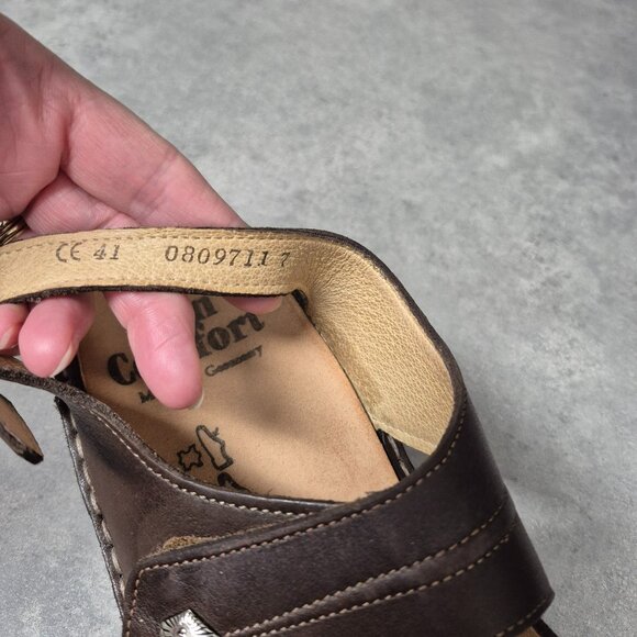 D41 Finn Comfort Germany Milos Soft Coffee Brown Leather Buckle Sandals - Picture 10 of 11